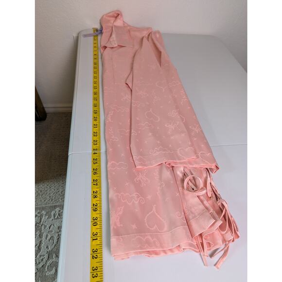 Savage X Fenty Heavenly Satin Pink Jacquard Button Up Sleep Nightshirt Women L - Picture 11 of 11